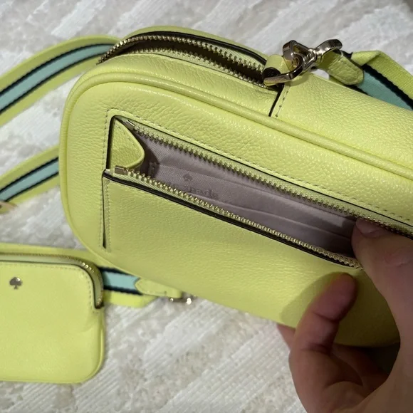 Kate Spade Yellow Crossbody Bag with Stripe Strap - Picture 3 of 14